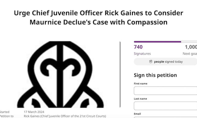 Maurnice DeClue change org petition for compassion